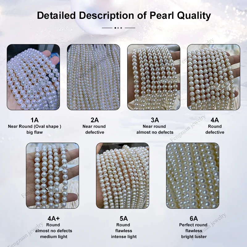 Zhuji China Natural Round 1A -6A White Pearl String Factory Price Freshwater Pearl String Women's