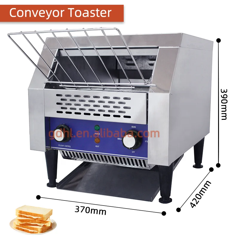 Хлебопекарный хлебопекарный станок Ресторан Электрический конвейер тостер коммерческий для продажи Серебряная нержавеющая сталь HL