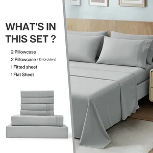 Custom Best Seller Brushed Woven Microfiber Soft Polyester Plain Flat Sheet Fitted Sheet Hotel & Home Bedding Set