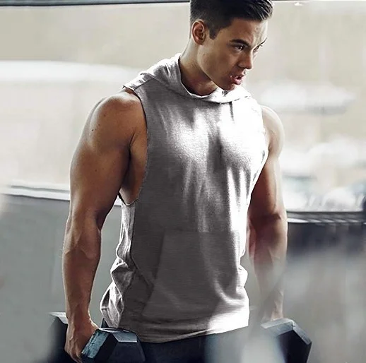 JL1119A Stringer Vest Singlet White Men Tank Top Hoodies Sleeveless Gym Plus Size Mens Athletic Tank Top