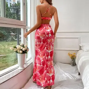 Huilong Elegant Slip Women's High Quality Maxi Dress Custom Printed Floral Prom Floral Dress for Summer Floor-Length Cut Out