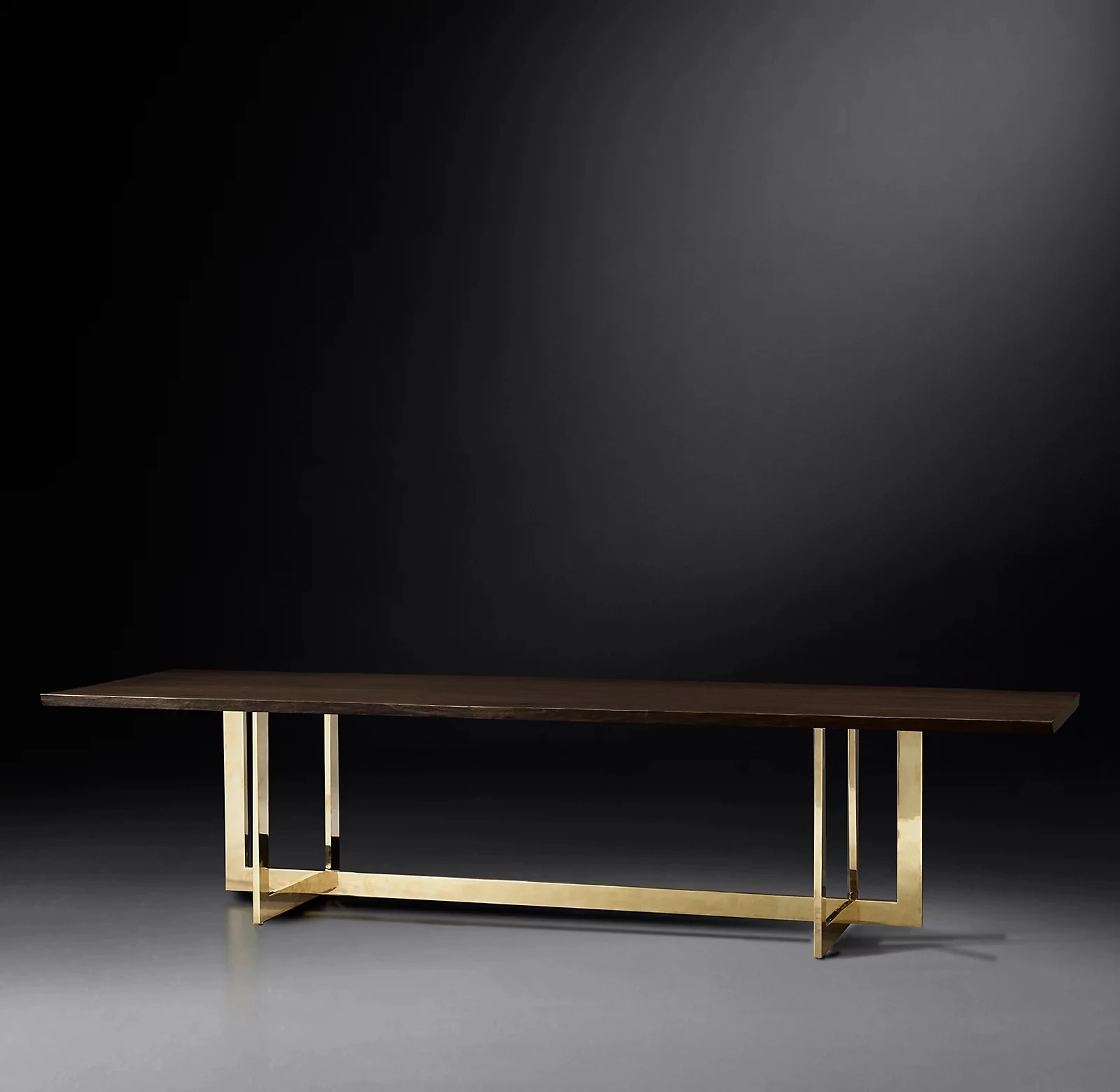 Simple Rectangular Wooden Table with Metal Stand Solid Wood Dining ...