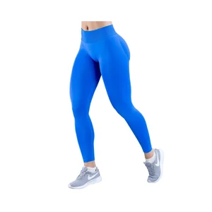 Women's Fitness Seamless Yoga Pants Solid Three-Section Waist Pleated Hip Low Waist Cross-Border Leg Length Spandex/Nylon