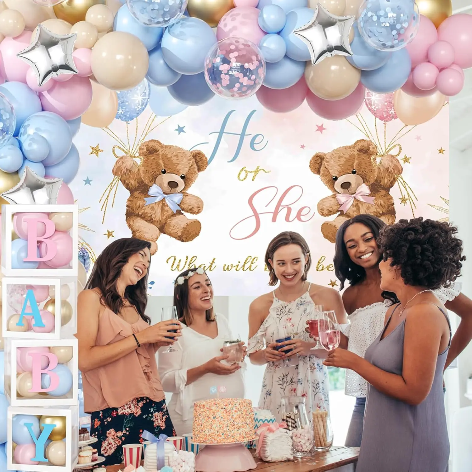 open lace back dress Rose Gold, Blue & Pink Balloon Garland Kit – 5ft 10ft 15ft 20ft main image 0