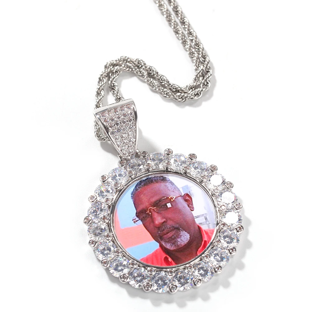 Custom Memory Cubc Zirconia Photo Picture Pendant Necklace Hip Hop Rapper Women Men HipHop Necklaces Jewelry