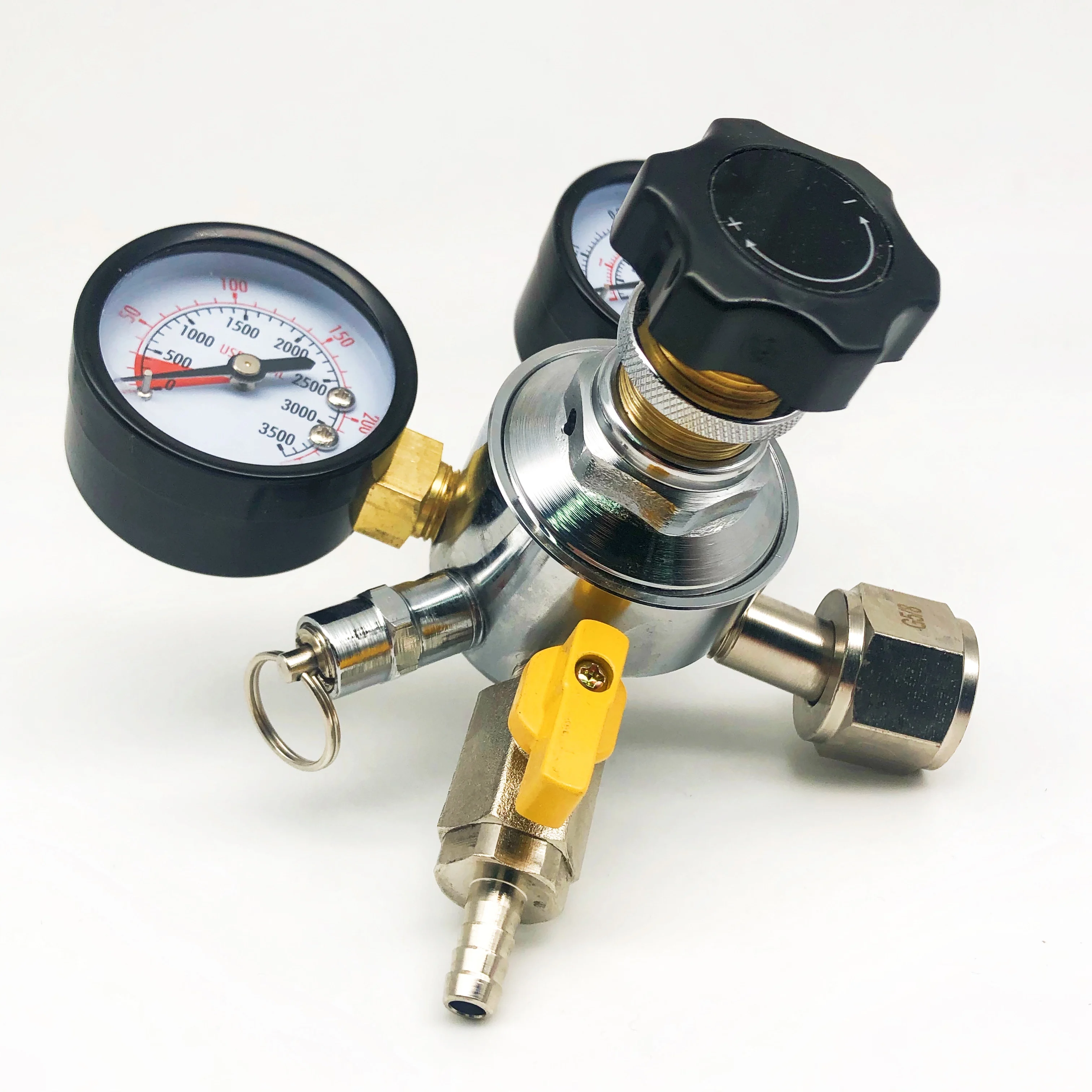 Bina Dual Gauge CO2 Draft Relief Valve Pressure Regulator CGA-320 CO2 Tank Beer Kegerator Regulator With Plastic handle