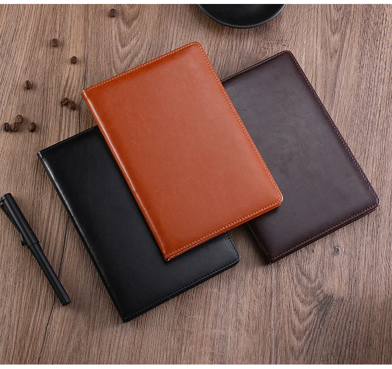 Hot Sales A5 Pu Leather Business Diary Hardcover Note Book for Students 200 inner Pages Hardback Paper Journal Notebook factory