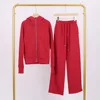 China red slim-fit sweatshirt and sweatpants set