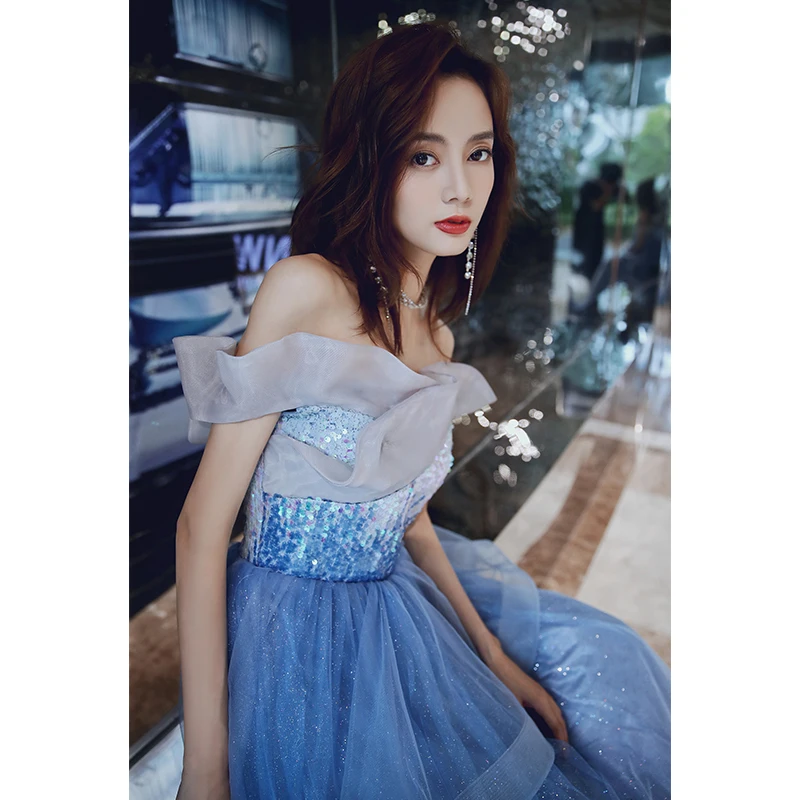 Rhinestones Formal Japanese Style Saxy Light Blue Prom Dresses Rhinestones Formal Japanese Style Saxy Light Blue Prom Dresses