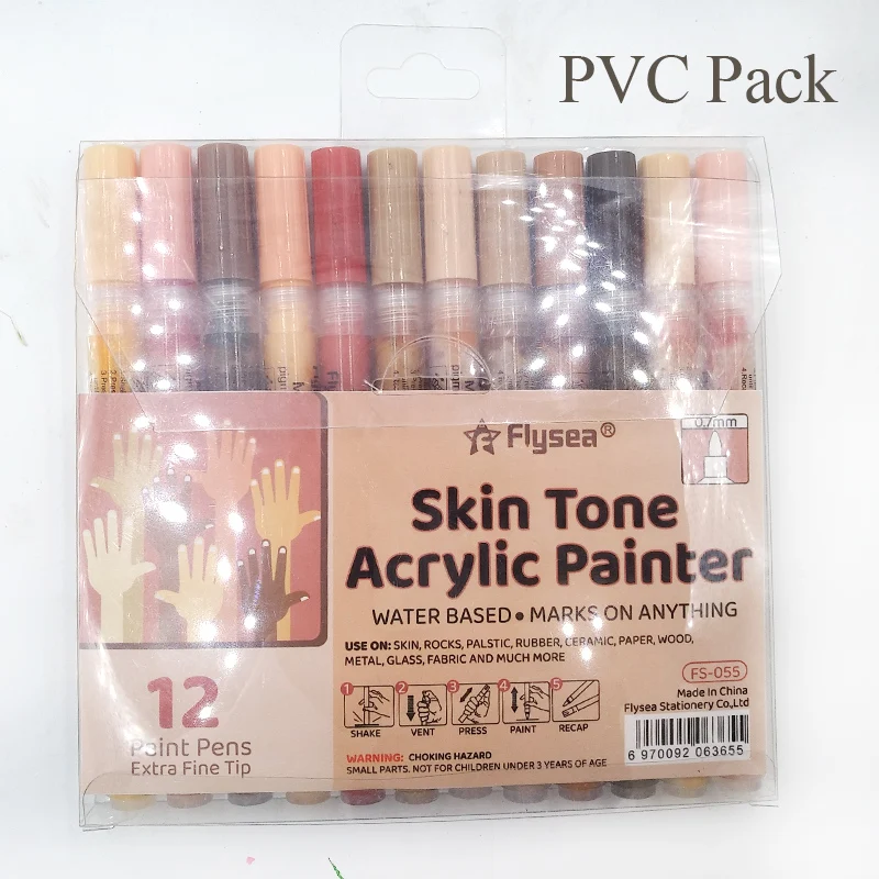 Марка Flysea 12 оттенков кожи сверхтонкий наконечник нетоксичный маркер для акриловой краски чернила на водной основе акриловые маркеры
