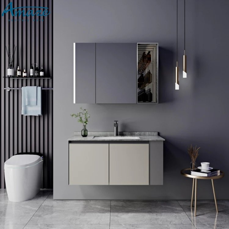 Wholesale customized modern hotel mirror wall mounted bathroom cabinet mirror vanity sink details