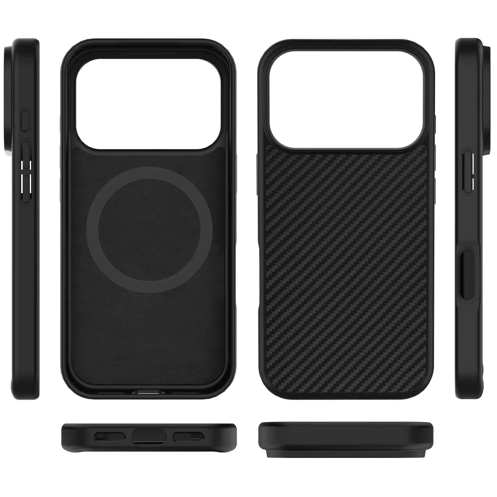 product laudtec carbon fiber soft shockproof phone case for iphone 17 air 16 pro max tpu pc material magnetic luxury business sjk1085-4
