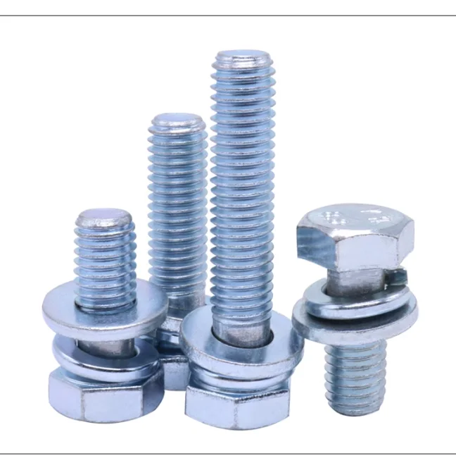 product manufacturers m3 304 stainless steel hexagonal combination bolt external hexagonal flat spring washer three combination screw-60