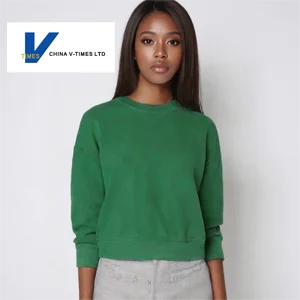 China V-Times Women's Loose Pullover Sweatshirt Long Sleeve Coat Topstitched Neck for Autumn Small People for who Look Tall Slim