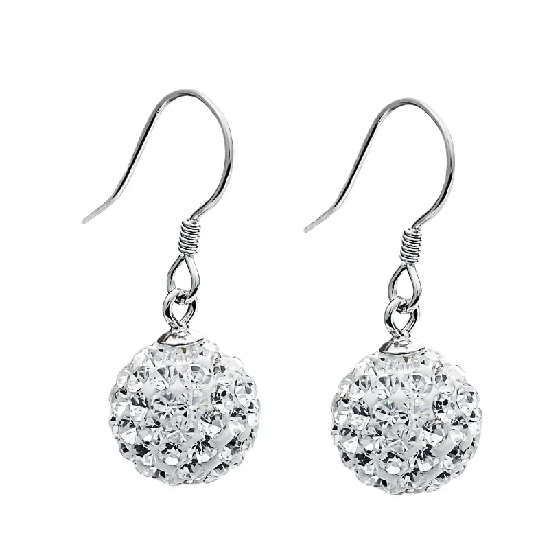 silver diamond ball earrings