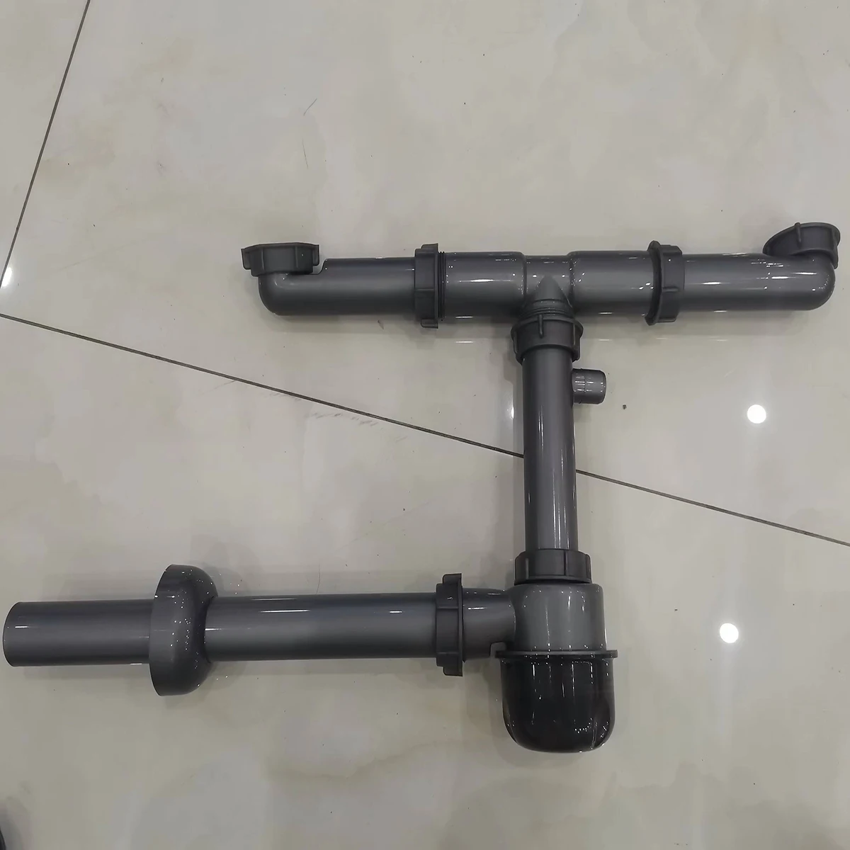 product south america hot sale pp materials sink drain kit for double kitchen sink multi function t trap pipe adjustable for wall drain723-2