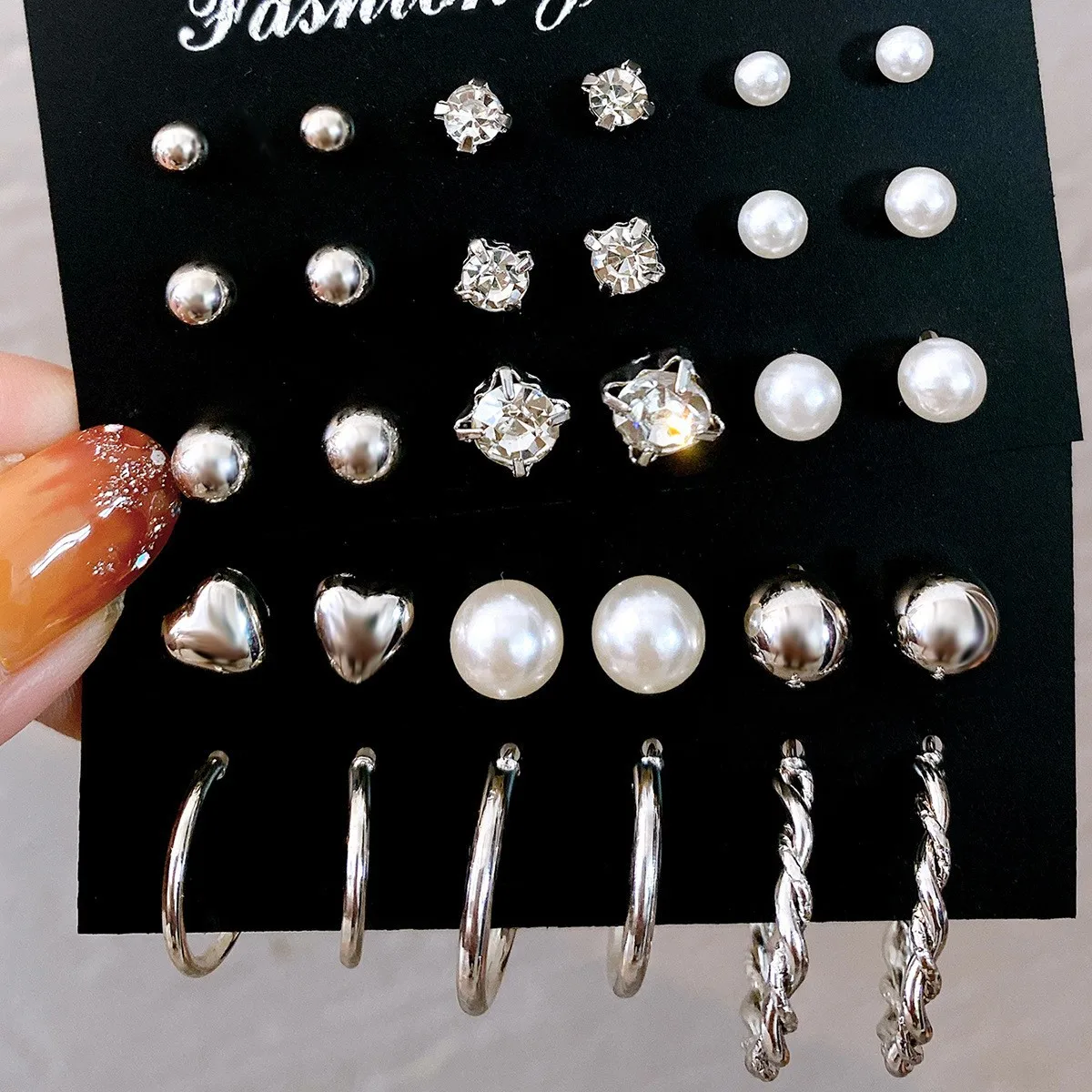 Cheap Wholesale 5-in-1 Alloy Made Stud Earrings Set for Girls Accessories
