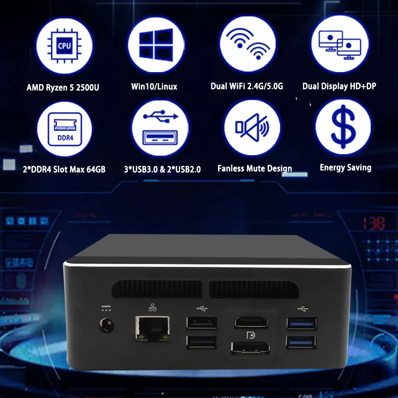 AMD Ryzen5 2500H with Radeon Vega Graphics Core Mini PC