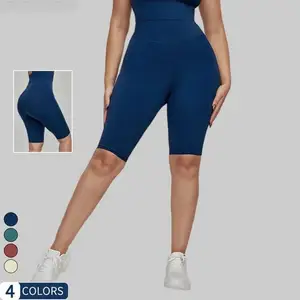 Custom Logo 2026 Hot Sale High Waist Breathable Plus Size Yoga Shorts for Womens Tight Slim Solid Bike Fitness Sport Clothes