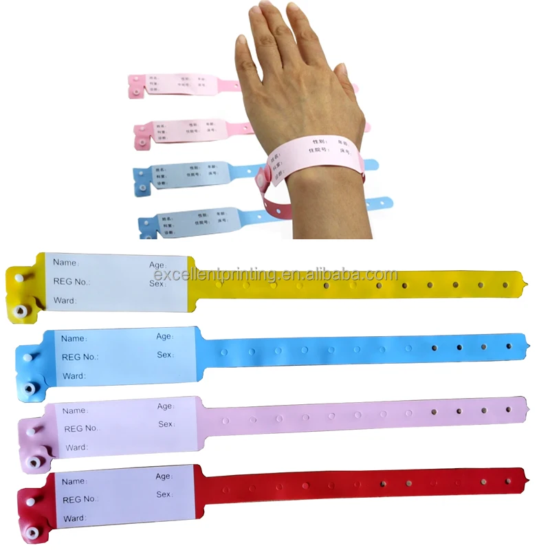 PVC Medical ID Bracelet and Vinyl Wristbands for Hospitals or Hospital Newborn Baby Identification