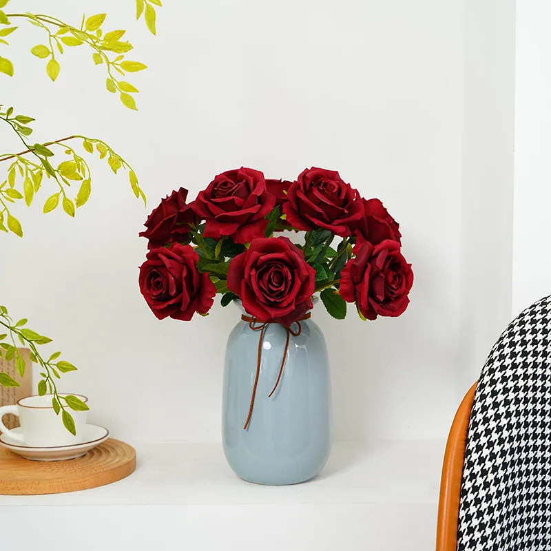 Hot Selling Wholesale Artificial Silk Rose Fabric Colorful Flowers Ins