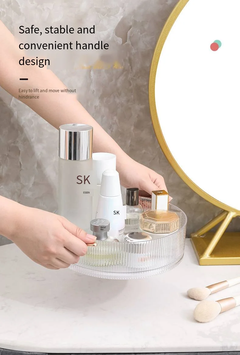 360-degree rotating makeup storage box Dresser desktop skin care shelf Kitchen seasoning non-slip finishing supplier