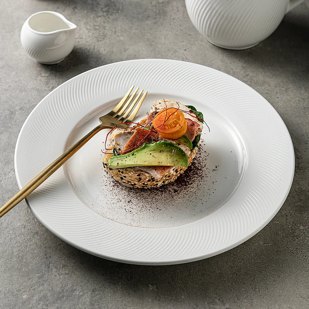 Vajilla de porcelana de alta calidad con logotipo personalizado, juego de  platos de cena de cerámica para restaurante, color blanco, estrellas,