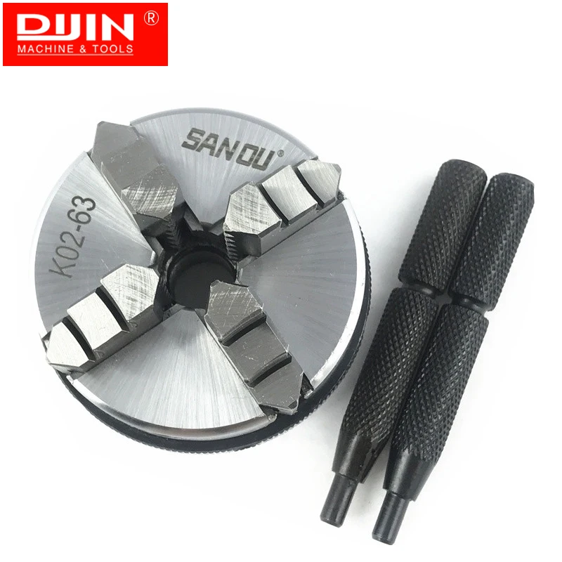 Mandrin à 4 Mors K02-63 - Pour Tour à Bois - Centrage Automatique - Filetage 2BA - 752g