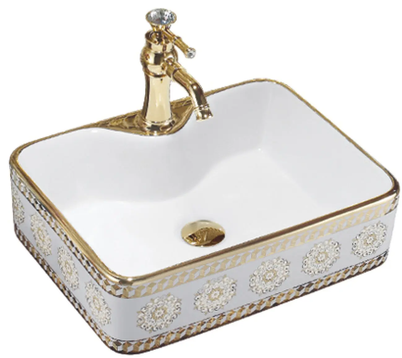 Bathroom Ceramic Top Rectangular Vanity Hand Wash Basin for Hotel Bathroom Sink