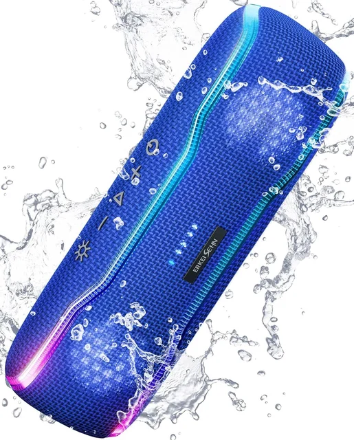 Portable Bluetooth Speaker, IPX7 Waterproof Wireless Speaker with Colorful Flashing Lights, 25W Super Bass 24H Playtime