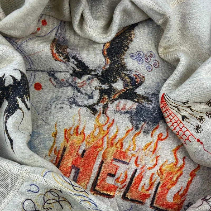 DongGuan Factory Custom Men's High Streetwear Heavy Weight 100% Cotton French Terry Oversized Cropped Fit DGT Printing Hoodies gallery 3