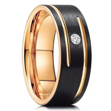 Luxury men jewelry cz zircon diamond inlay men tungsten carbide ring for wedding men band ring