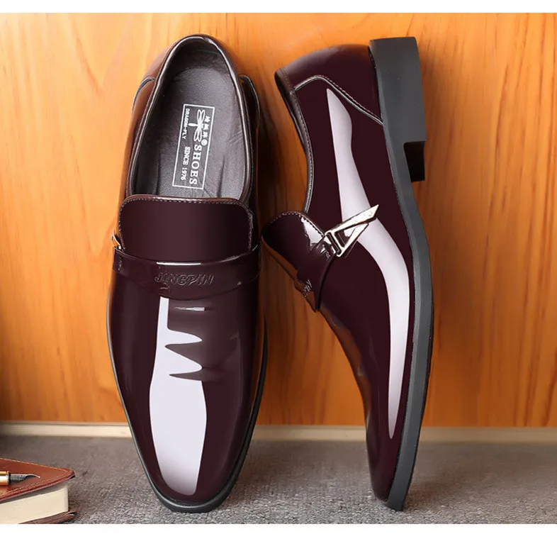 Men's Fashion Shoes Business Formal Leather Shoes Bright Leather Casual ...