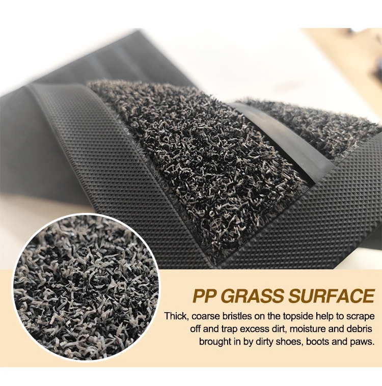 Hot Sell Inside Outside Waterproof Durable Natural Rubber Door Mat wIth Grass Surface(图3)