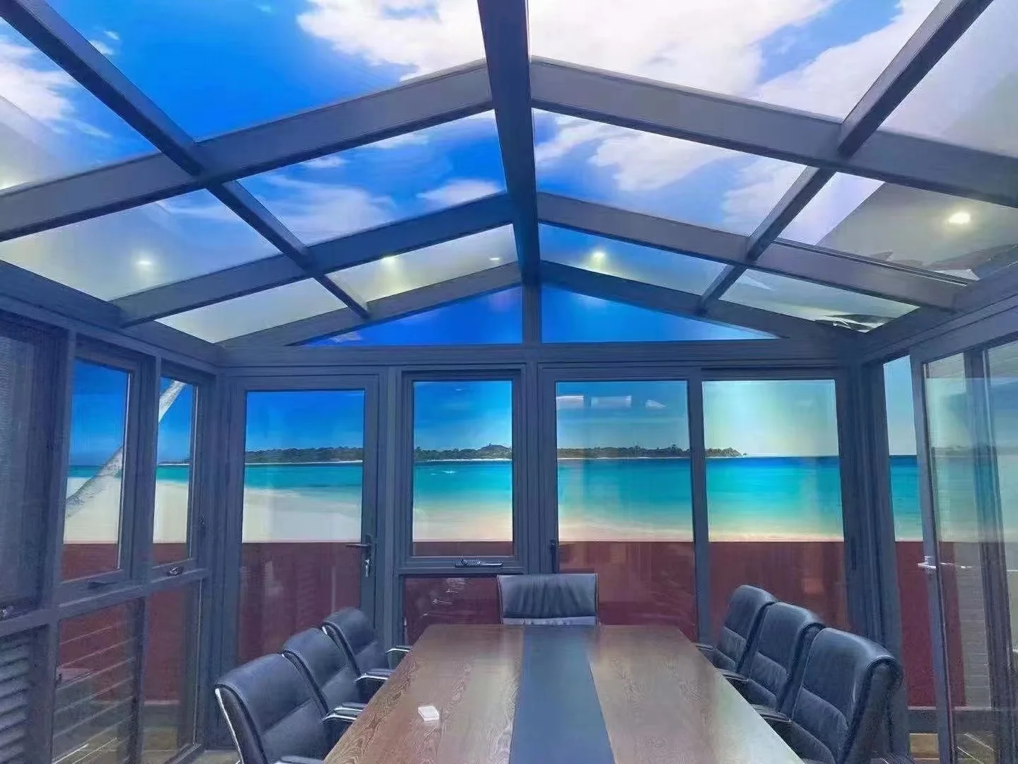 Balcony Free Standing Winter Garden Aluminum Frame Slant Roof Sunroom