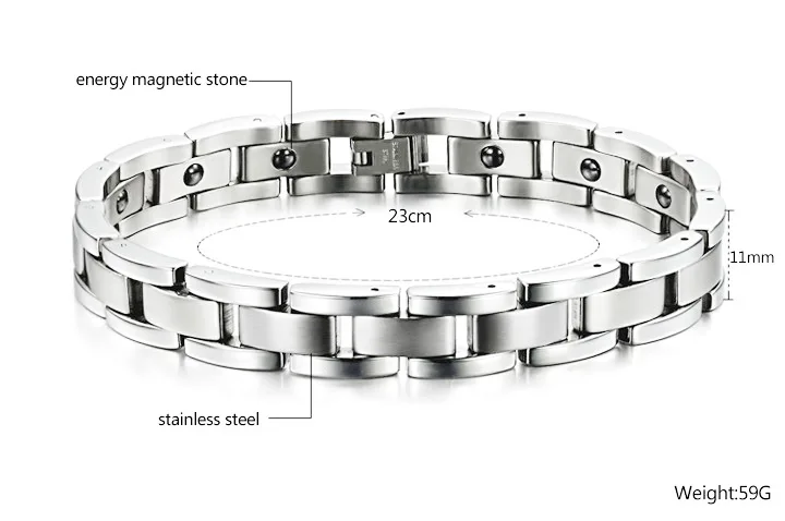 Durable Health Benefits Germanium Quantum Scalar Energy Mens Magnetic Therapy Stainless Steel Bracelet for Men Wristband