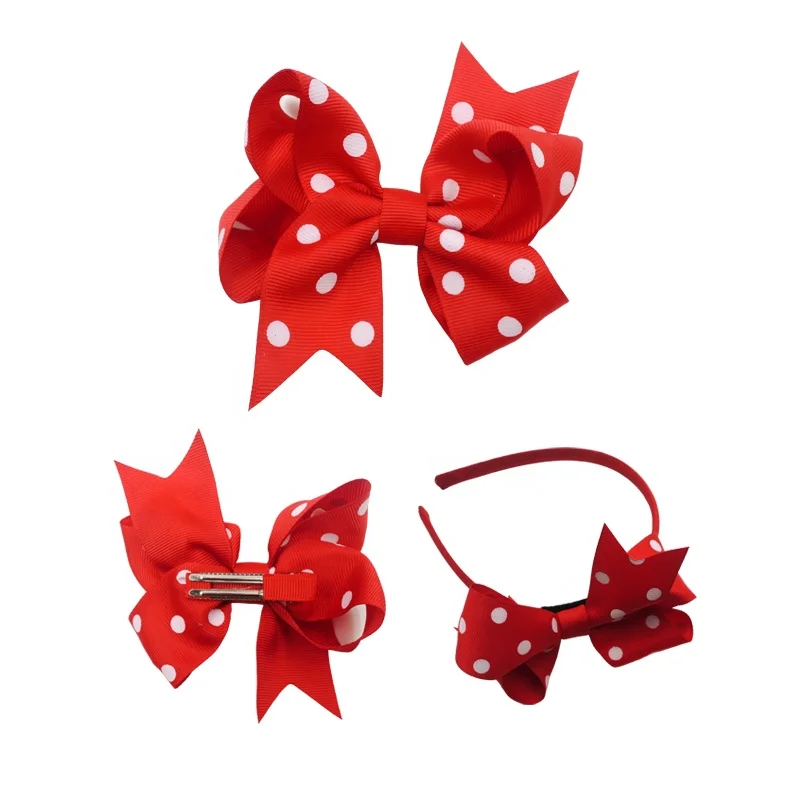 Polka Dot Dog Bows in Custom Colors Girl Dog hair Bow with clip Hot Pink Polka Dot Dog Bows