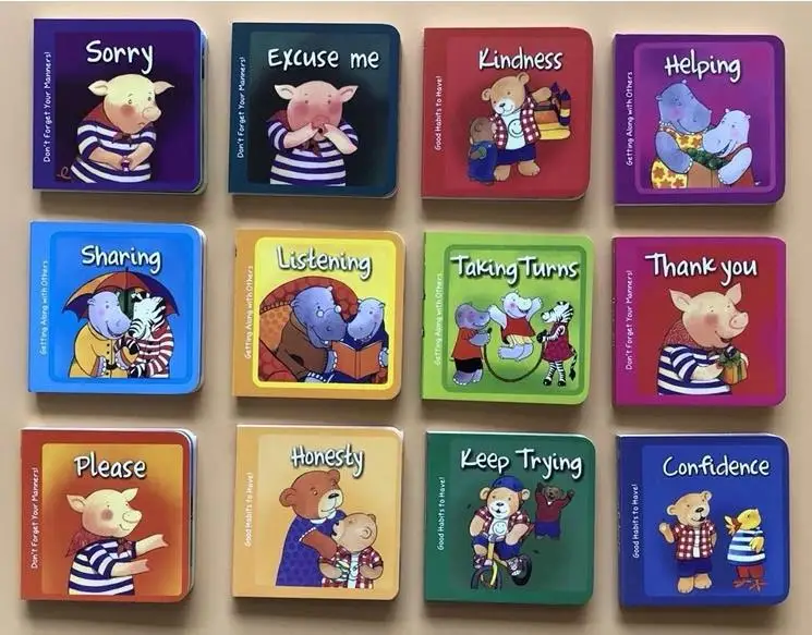 A case of Good Manners Custom English Cognitive Picture Book for Children Literacy Card Board Book Kids Early Education Book