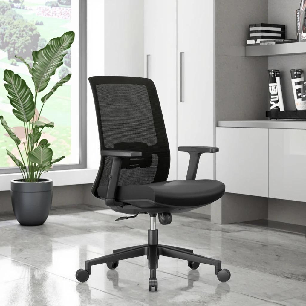 Business Computer Desk Chair with Flexible T-Fixed Armrests Ergonomic Lumbar Support Breathable Mesh High Back 3