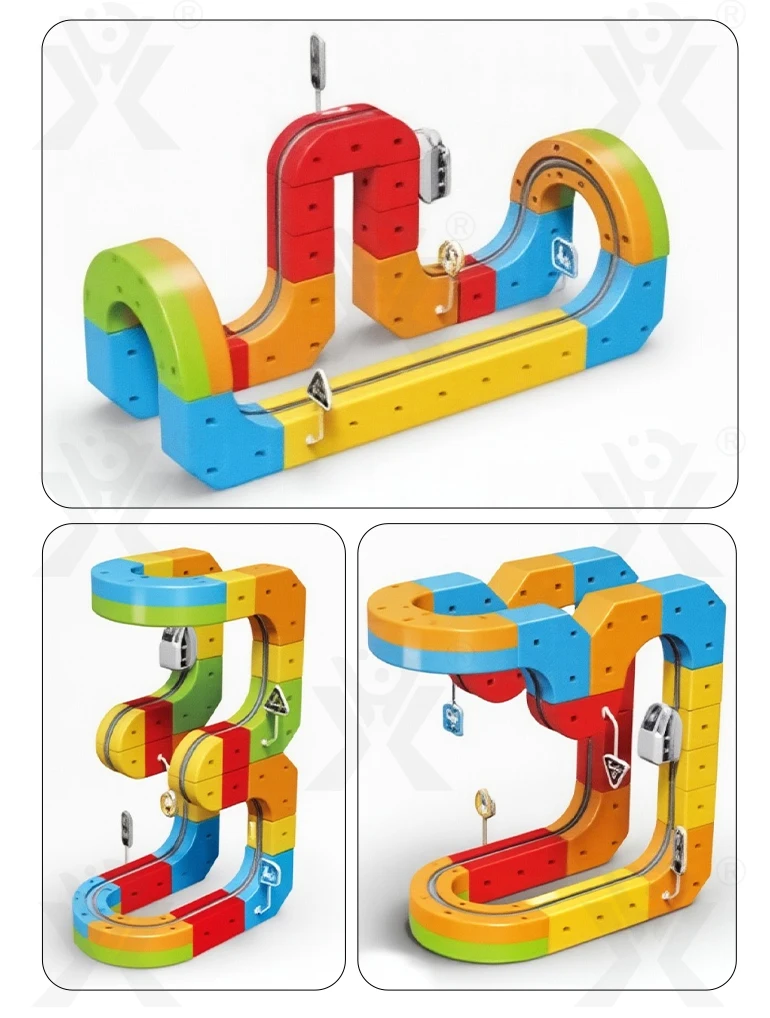 成基魔术轨道玩具汽车积木卡通彩色电池操作玩具火车多轨