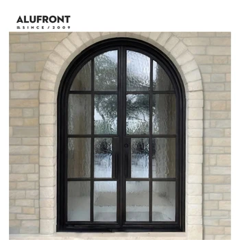 Alufront AS2047 Modern Custom Design Oversized 2 Pane Double ultra Slimline Sightline/Circular Aluminium Low-e Glass Doors