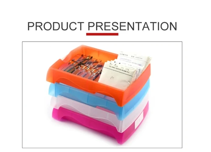Optical Colorful Plastic Flat Eye Shop Working Job Tray Turnover Case Eyeglasses Accessories Turnover Box