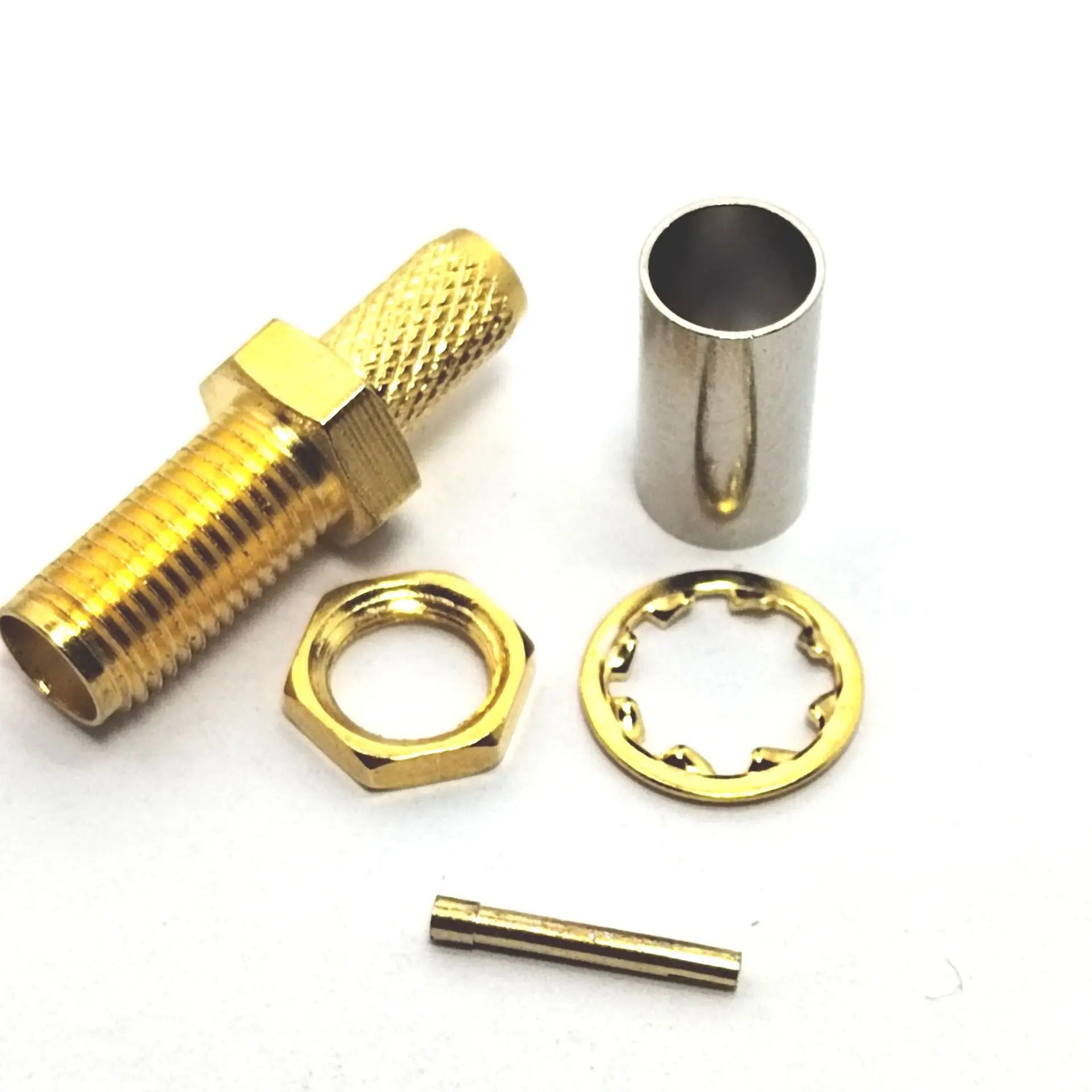 Factory Directly Gold Plated Sma Female Jack Crimp Rg58 Bulkhead LMR 195 Cable  Rf Coaxial Coax Connector Converter Connecteur