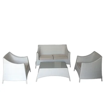 HOMECOME Luxury 4-Piece Outdoor Furniture Modern Garden Patio Conversation Set Rattan Wicker Weaving Sofa Chair Soft Cushions