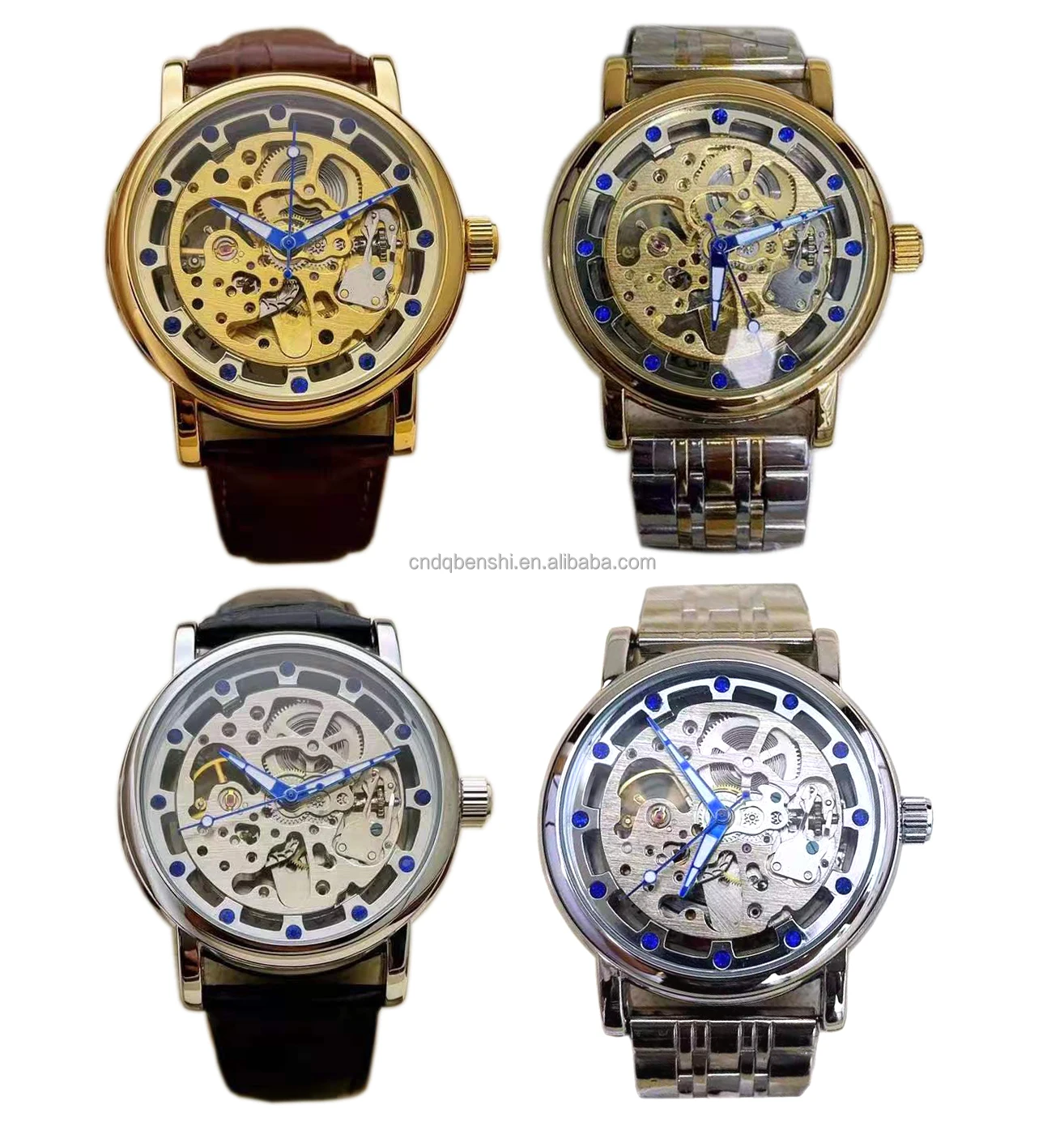 fashion skeleton men stainless steel band casual sport