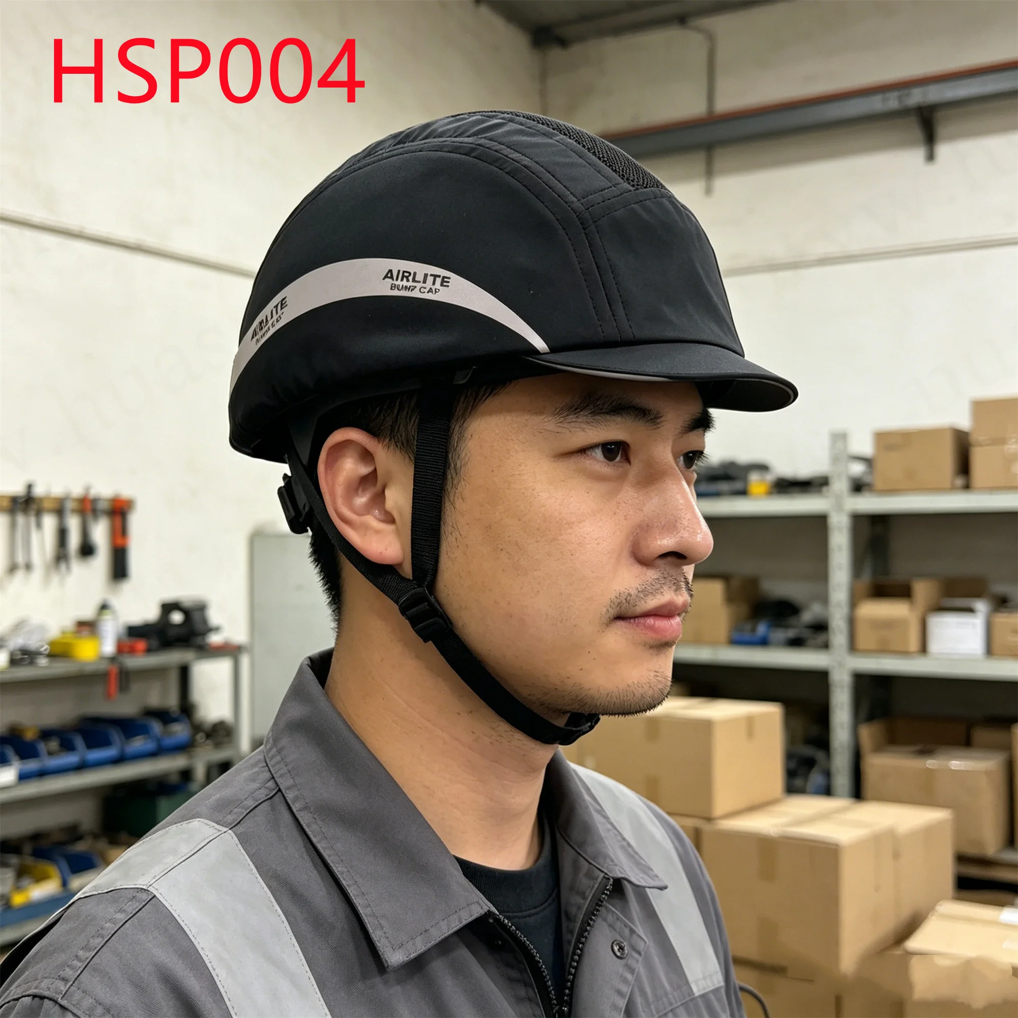 HY,Distribution Center High-Visibility Design Unisex Work Helmet Cabinet Installation Highly-ventilated Black Bump Caps HSP004