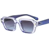 C3: montura azul translúcida con lentes degradadas de gris a azul.