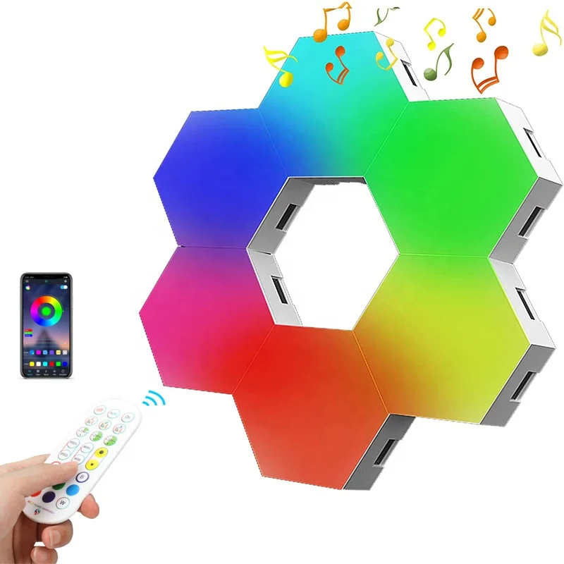 Remote Control Led Application Image Smart App Remote Control LED Hexagon Lights - RGB Color