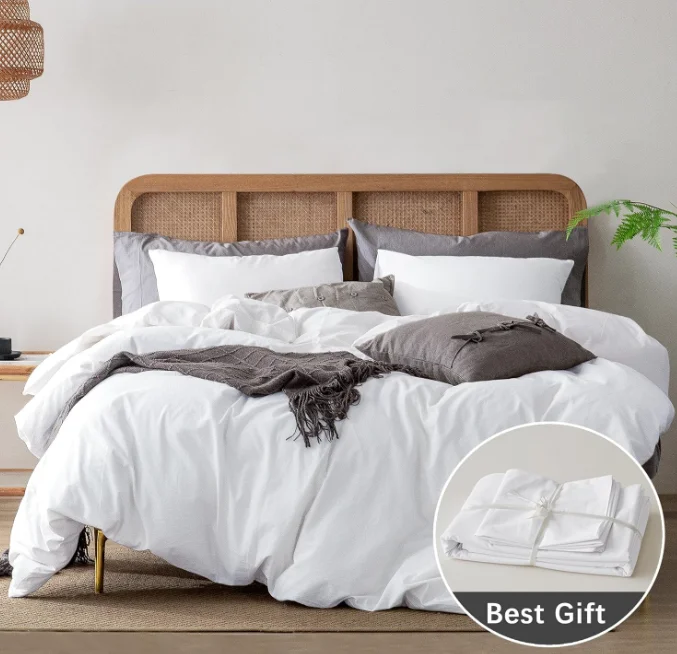 Großhandel OEKO Super Soft Long Lasting Skin Friendly 3 Stück 2 Kissen bezüge Weiß King Size 100% Baumwolle Bett bezug Set