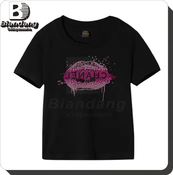 Rose Pink Lips Design Rhinestone Transfer Board Custom Rhinestone Template Designs Rhinestone Motif Designs for T-shirts